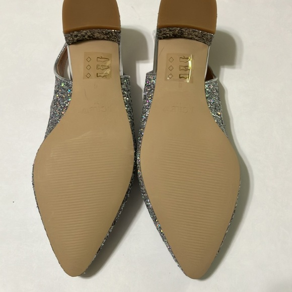 J.Crew Glitter Slingback Block Heels size 5 Silver NIB - Picture 3 of 11
